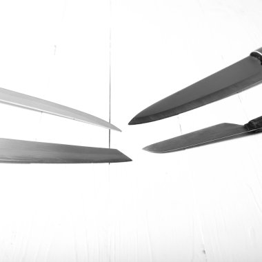 mutfak bıçak siyah ve beyaz rengi stili