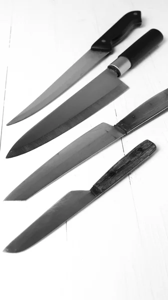 Kök kniv svart och vit ton färg stil — Stockfoto
