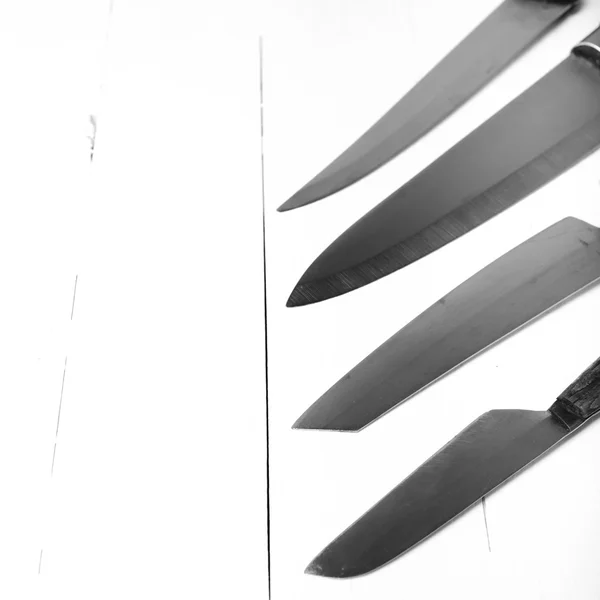Konyhai kés fekete-fehér hang-szín stílus — Stock Fotó
