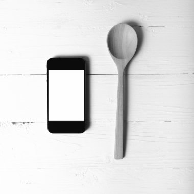 kaşık ve sosyal siyah beyaz sesi yeme akıllı telefon genel kavram