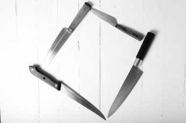 mutfak bıçak siyah ve beyaz rengi stili