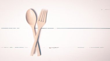 tahta kaşık ve çatal vintage tarzı