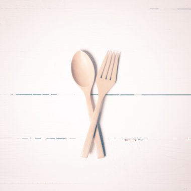 tahta kaşık ve çatal vintage tarzı