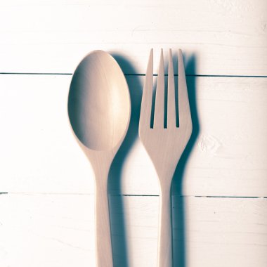 tahta kaşık ve çatal vintage tarzı