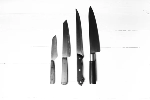 Kuchni nóż czarno-biały kolor stylu — Zdjęcie stockowe