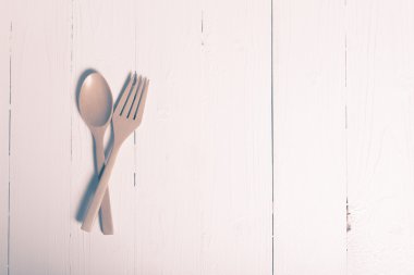tahta kaşık ve çatal vintage tarzı