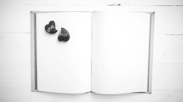 Heart on notebook black and white tone color style — Stock Photo, Image