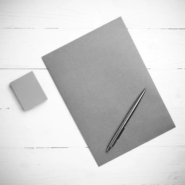 Paper with sticky note black and white color style — Stock Photo, Image