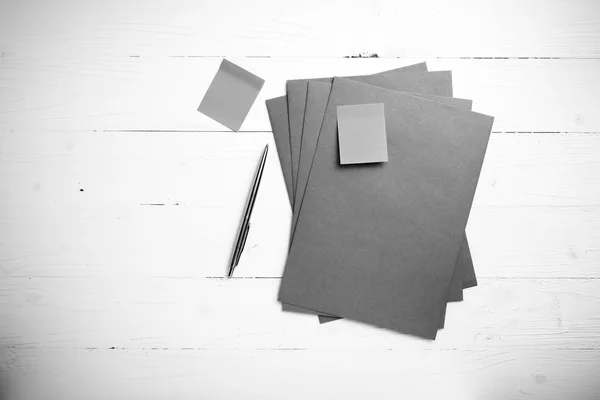 Paper with sticky note black and white color style — Stock Photo, Image