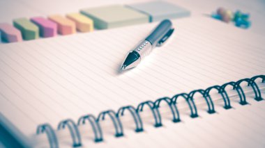 vintage tarzı notepad ile ofis malzemeleri