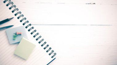 office ile not etmek vintage tarzı yukarıdan görünüm sağlar