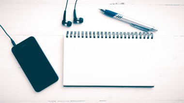 Not defteri ve cep telefonu vintage tarzı