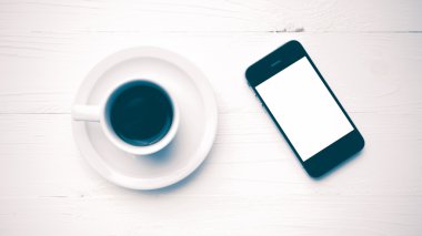 Kahve Kupası vintage tarzı ile cep telefonu