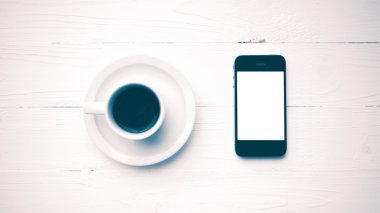 Kahve Kupası vintage tarzı ile cep telefonu