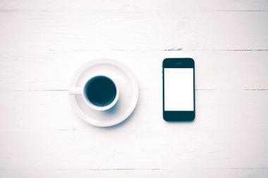 Kahve Kupası vintage tarzı ile cep telefonu