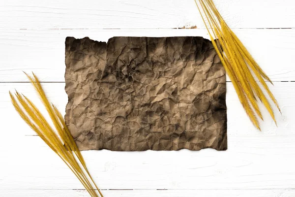 Old brown paper and wheat — Stock Photo, Image