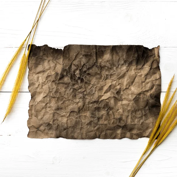 Vieux papier brun et blé — Photo