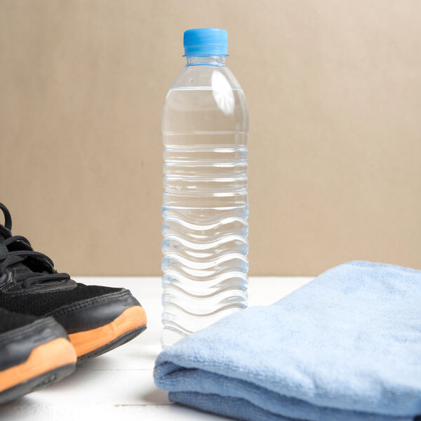 fitness equipment on white wood table