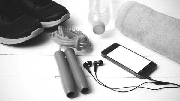 Fitness Ekipmanları siyah ve beyaz renk tonu stili — Stok fotoğraf
