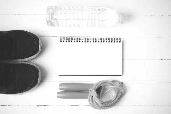 Fitness Ekipmanları siyah ve beyaz rengi stili — Stok fotoğraf