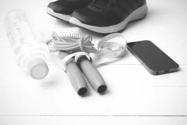 Fitness εξοπλισμού στυλ μαύρο και άσπρο χρώμα τόνο — Φωτογραφία Αρχείου