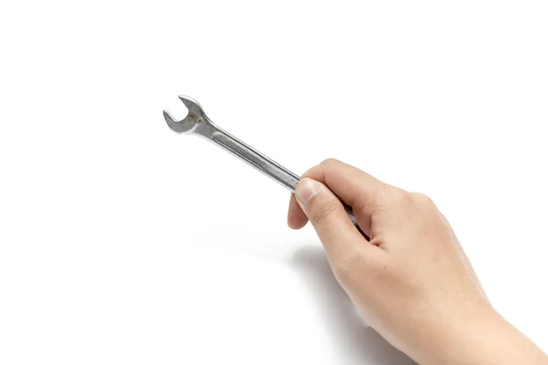 Hand holding wrench — Stock Photo, Image