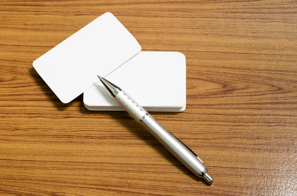 Stack of business with pen — Stock Photo, Image
