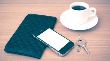 kahve telefon anahtar ve m-cüzdan