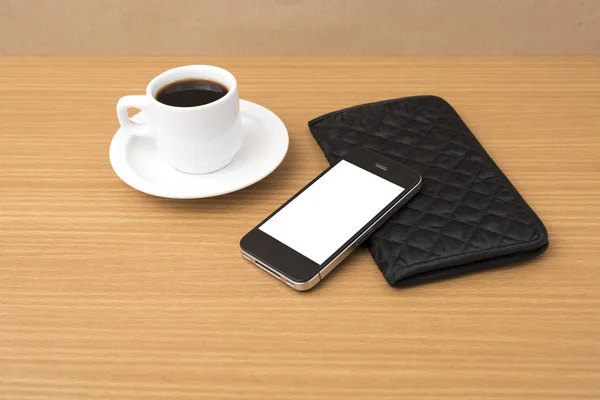 Coffee cup and phone and wallet — Stock Photo, Image
