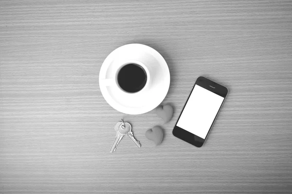 Coffee phone key and heart — Stock Photo, Image