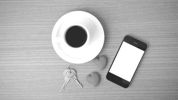 Coffee phone key and heart — Stock Photo, Image