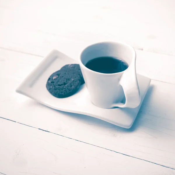 Kaffeetasse mit Cookie Vintage-Stil — Stockfoto