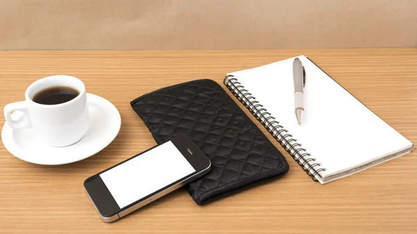 Coffee,phone,notepad and wallet — Stock Photo, Image