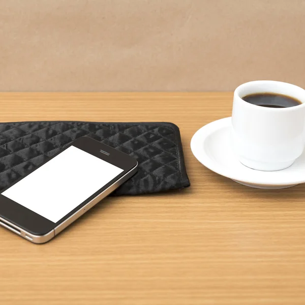 Coffee cup and phone and wallet — Stock Photo, Image