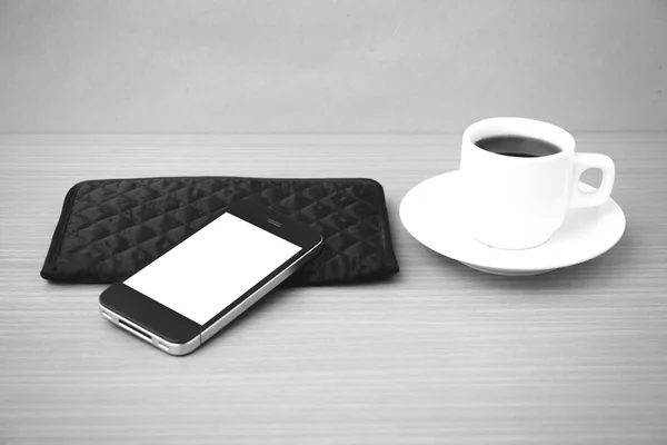 Coffee cup and phone and wallet — Stock Photo, Image