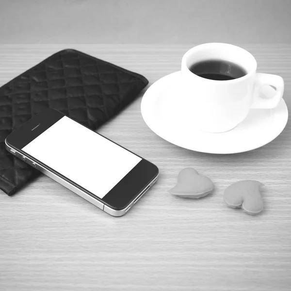 Coffee,phone,wallet and heart — Stock Photo, Image