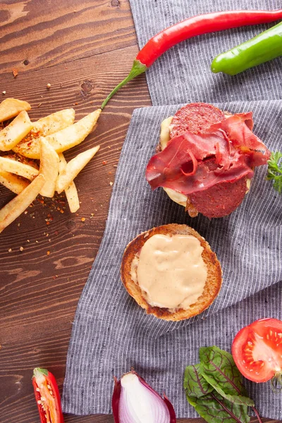 Beef Burger Caramelized Onions Stock Image