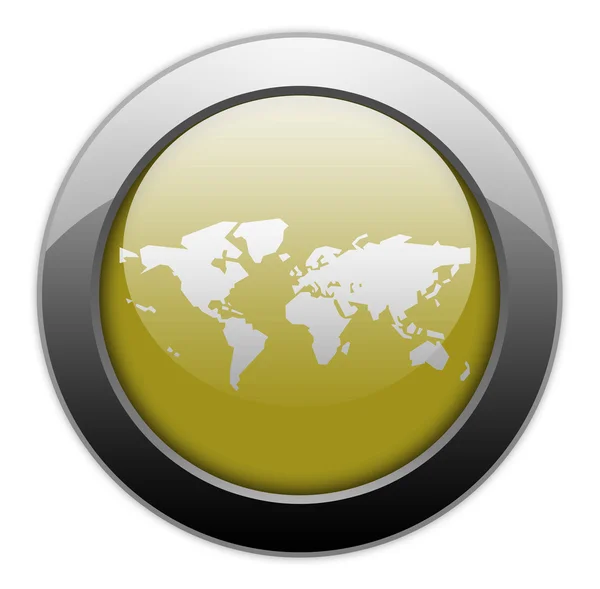 Значок, кнопка, карта мира с пиктограммой — стоковое фото