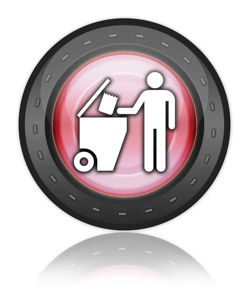 Ikona przycisku, odpadki piktogram wysypisku śmieci — Zdjęcie stockowe