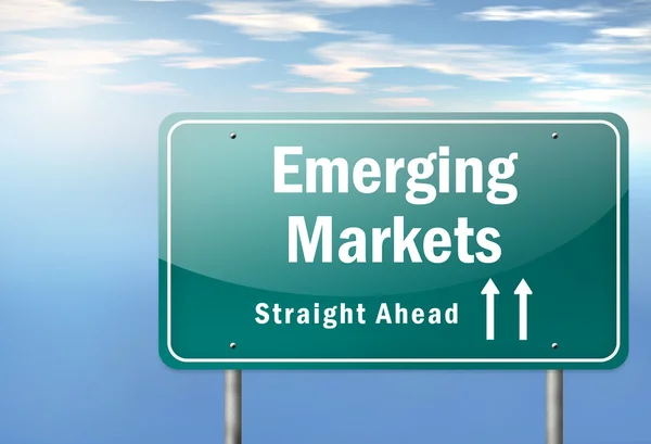 Highway Signpost Emerging Markets — Stock Photo, Image