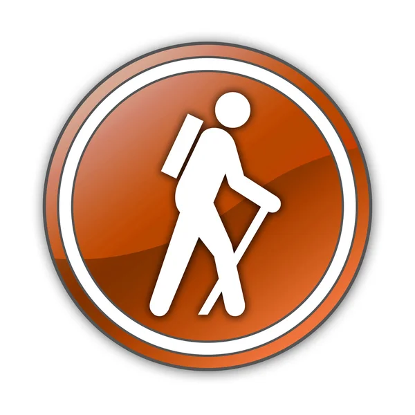 Ikona przycisku, piktogram piesze wycieczki — Zdjęcie stockowe