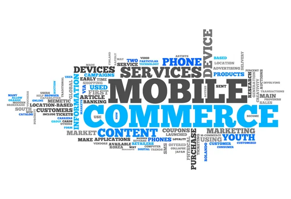Slovo mrak mobilní komerce — Stock fotografie
