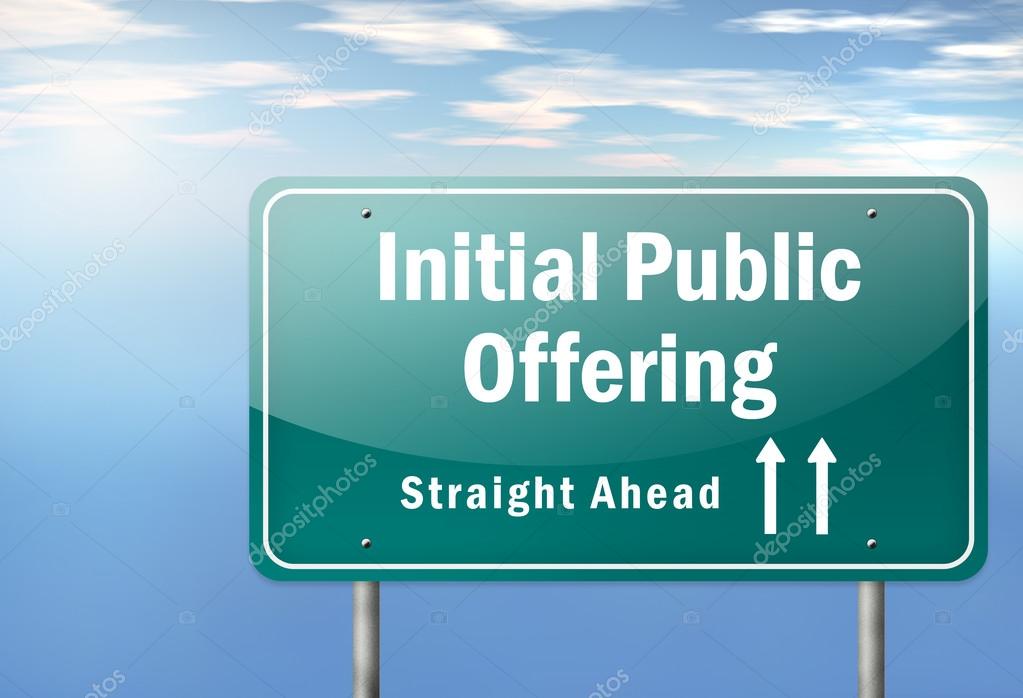 Highway Signpost with Initial Public Offering wording