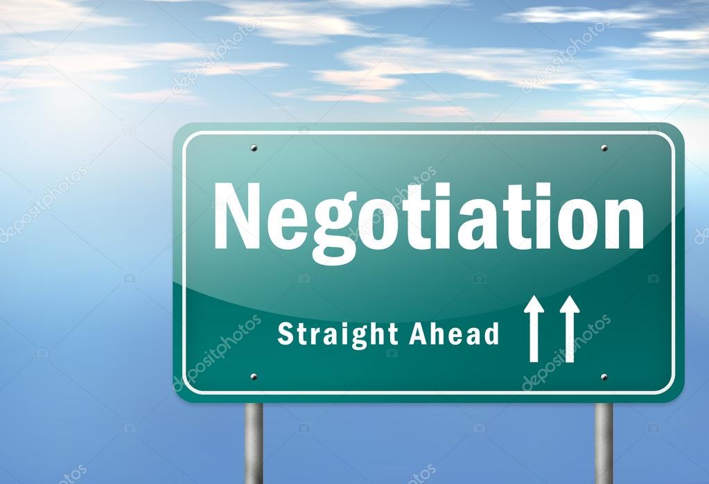 Highway Signpost with Negotiation wording