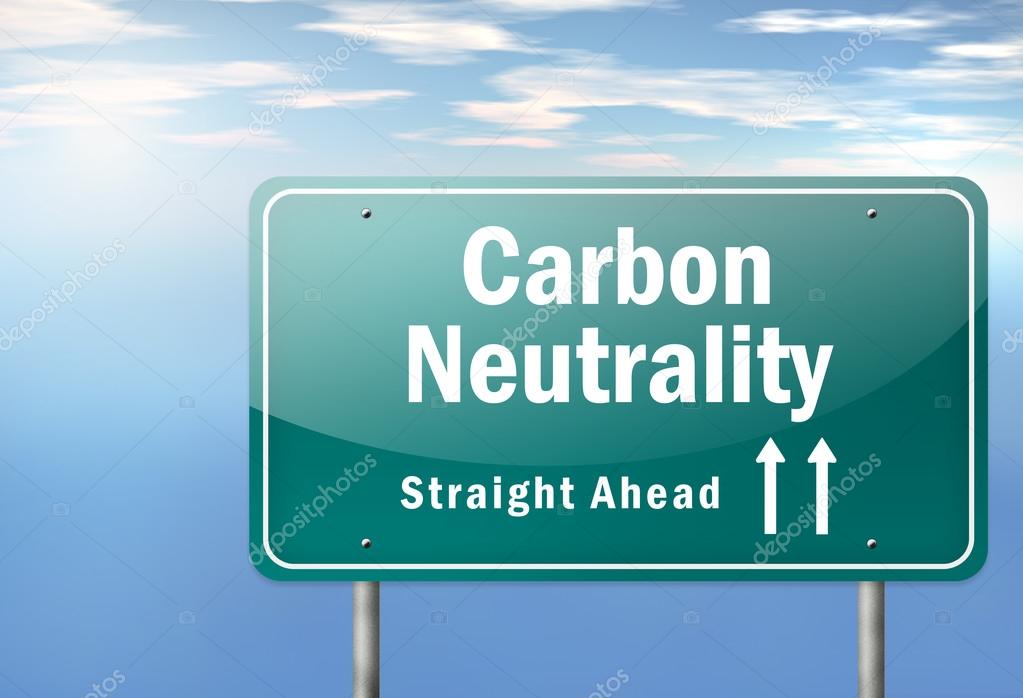 Highway Signpost with Carbon Neutrality wording