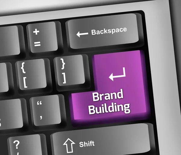 Teclado Ilustração Brand Building — Fotografia de Stock