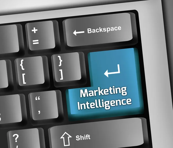 Teclado Ilustración Marketing Inteligencia — Foto de Stock