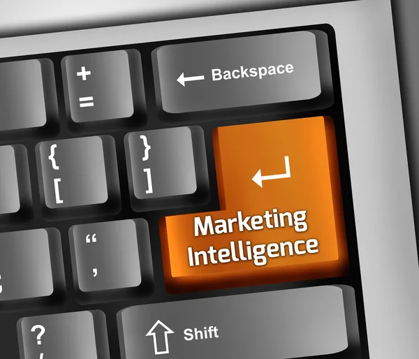 Teclado Ilustración Marketing Inteligencia — Foto de Stock