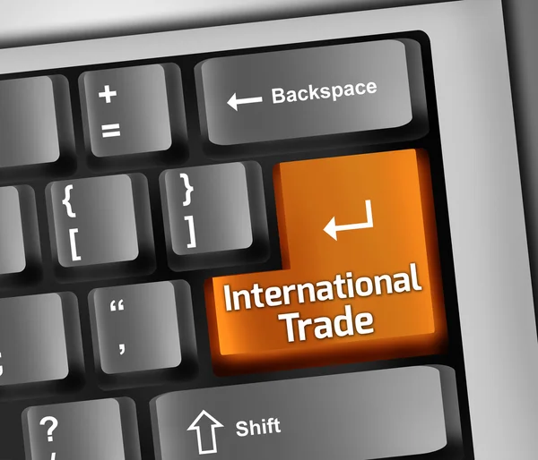 Teclado Ilustración Comercio Internacional — Foto de Stock