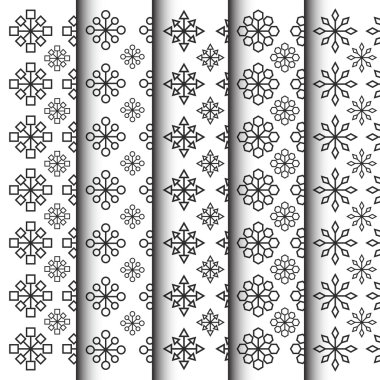 geometrik çiçek şekil desen kümesi